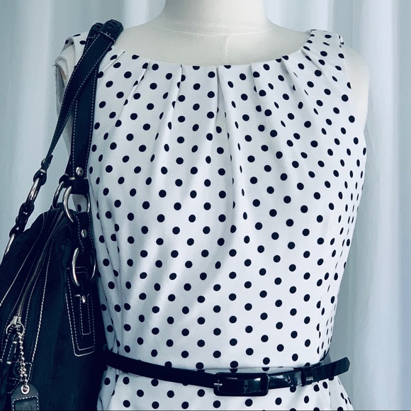 Lauren Ralph Lauren White/Black Polka Dot Dress 10 - Picture 2 of 10